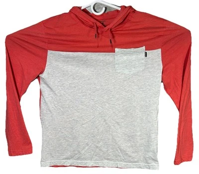 Hurley Pullover Hoodie Mens Medium Gray Pink Henley Long Sleeve Pocket Casual - Image 1 of 4