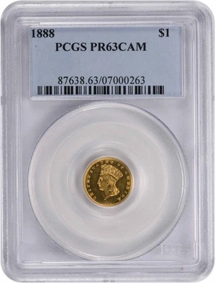 1888 $1 Gold Type 3 PR63CAM PCGS - Image 1 of 4