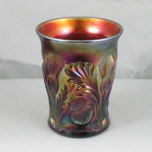 CAMBRIDGE INVERTED THISTLE AMETHYST CARNIVAL GLASS TUMBLER PURPLE NEAR CUT - Picture 1 of 6