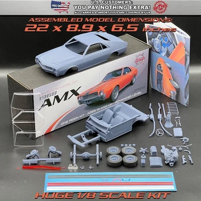 1/8 Scale 1968 AMC AMX Resin Model Kit with Engine – Huge Size 22 Inch Long - Image 1 of 4