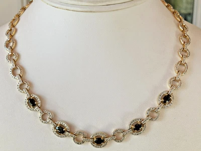 Collar Tenis Ross Simons Plata de Ley Oro 18k Vermeil Zafiro y Diamantes Foto 1 de 4