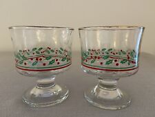 Vtg Libbey Christmas Dessert Holly Berry Glasses Arby's Promotional (2)
