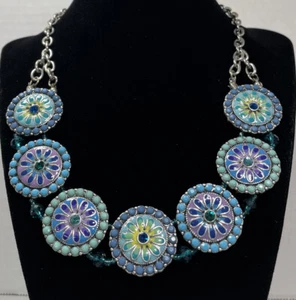 Collana Wilkins&Olander Blues &Greens con perline smaltate multifiore 17-20" - Foto 1 di 7