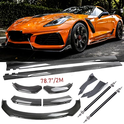 Carbon Fiber Front Bumper Lip Rear Splitter Spoiler Side Skirt  For Chevy Corvet Foto 1 de 4