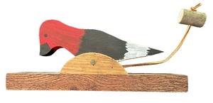 Vintage Specht Vogel Türklopfer Türklopfer Handarbeit schwarz rot weiß - Bild 1 von 3