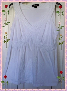 L Style & Co BOHO Blanco Algodón Crochet Encaje Borde Prendas para el torso sin mangas - Imagen 1 de 7
