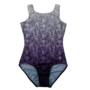 Destira Adult Sz M Gymnastics Leotard Ombre Purple/Silver Shimmer Dancewear
