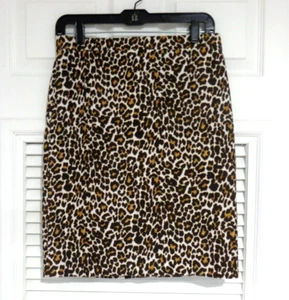 J Crew Linen Cotton Leopard Cheetah Print Pencil Skirt Women’s Size 4 - Picture 1 of 8