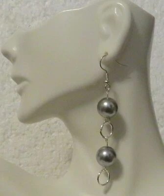 Silver Simple Bead Drop Elegant 2 1/8" Nickle Free Hook Party Wedding Dangle - Image 1 of 3