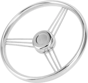 13-1/2" 9 Spoke Boat Steering Wheel Stainless Steel 3/4" Shaft 10 Degree Marine - Bild 1 von 9