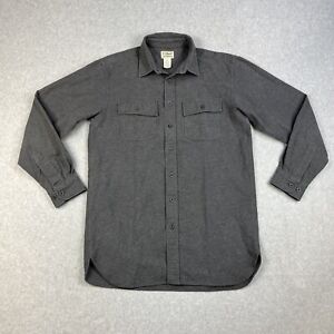 LL Bean Shirt Mens Medium Tall Gray Chamois Flannel Long Sleeve Heavy 0MT04
