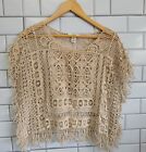 CATO Ladies Knitted Fringe Top Bohemian Style Color Soft Beige  Size S  measurem