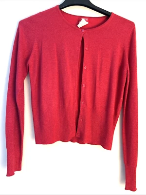 Esprit red tag button up cardigan hot pink sparkly L barbiecore 90s Dopamine - Image 1 of 4