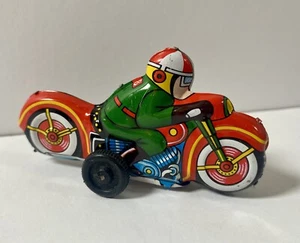 Vintage Tin Litho Metal 3.5” Motorcycle Friction Toy JAPAN Great Color - Picture 1 of 12