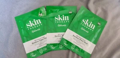 x3 VEGAN Skin Therapy 98% Natural Origin Bamboo Sheet Mask. Oat & Lavender.  - Image 1 of 3