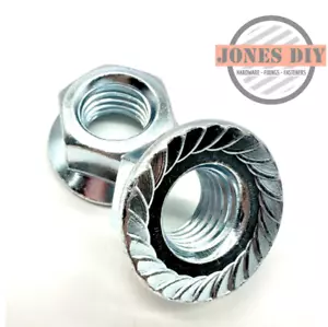 M8 SERRATED FLANGE NUTS ZINC SMALL FLANGED LOCKING BULK TRADE PACK 100 200 10 50 - Picture 1 of 5