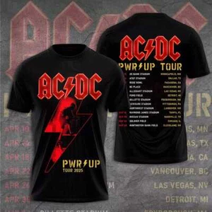ACDC North American 2025 T-Shirt, ACDC Rock Band Tee, Acdc Pwr Up Tour 2025 Tee - Picture 1 of 4