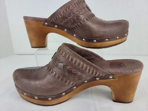 UGG Australia VIVICA Leather Wooden Clogs Mules Shoes Women’s 8 - Picture 1 of 6