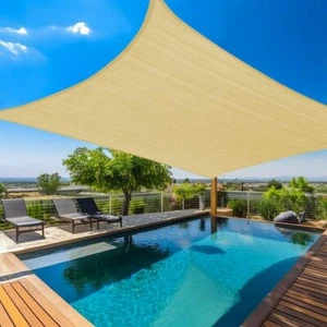 Sun Shade Sails Canopy Beige Curved Outdoor Shade Canopy 10'X20' Breathable 95 - Picture 1 of 8