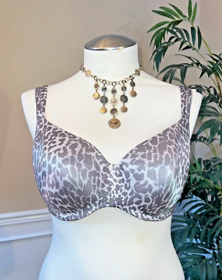 Soma Impresionante Soporte Suave Balconette Con Aros Gris/Blanco Estampado Leopardo, 40DD Foto 1 de 4