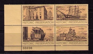 US USA Sc# 1443a MNH FVF PLATE # BLOCK Cable Car Ship San Xavier del Bac Mission - Picture 1 of 1