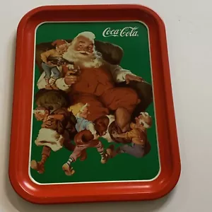 Coca Cola Santa With Elves Tray 1990 - Picture 1 of 5