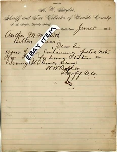 1893 SHERIFF signed letterhead HENRY WEIDENER BAYLOR Uvalde County Texas LAWMAN - Picture 1 of 1