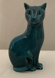 Poole Keramik türkis Katze Ornament - Sammlerstück Vintage - Höhe 6,5" - 16,5 cm - Bild 1 von 6