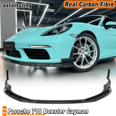 Подходит для Porsche 718 Boxster Cayman 2016-21 НАСТОЯЩИЙ КАРБОНОВЫЙ спойлер закраина переднего бампера - Изображение 1 из 4