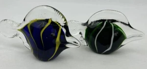 Art Glass Fish Paperweight Decorative Nautical Beach Decor Colorful Set Of 2 - Picture 1 of 17