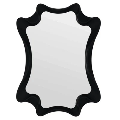 Irregular Wall Mirror 15.8x11.8 Inch Small Wavy Frameless Mirror Black Decor - Image 1 of 4
