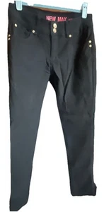 NEW MAX Women's Size 8 Black Stretch Skinny Ankle Jeans Bling Buttons NEW WOT - Picture 1 of 12