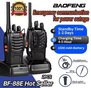 Baofeng BF-88E 400-470MHz Walkie Talkie Long Range 2 Way Radio /Earpiece / pouch - Picture 1 of 17