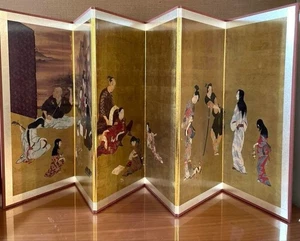 Small Japanese Antique Byobu panel folding screen - Picture 1 of 8