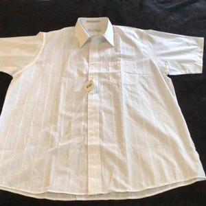 NWT Editions By Van Heusen Mens Shirt Size 17 Button Up Short Sleeve White /Whit - Picture 1 of 7