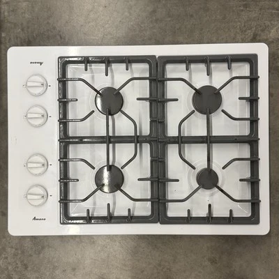 Amana 30 Inch Gas Cooktop Cast-Iron Grates-Simmer Settings: White - image 1 of 4