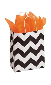 Bolsas de compras de papel Chevron clásicas medianas SSWBasics - Estuche de 100 - Bolsas con - Imagen 1 de 1