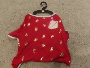 ST. JOHN'S BARK, CHRISTMAS PET SHIRT, RED/ GOLD REINDEERS, SIZE: LARGE, NWT - Picture 1 of 5