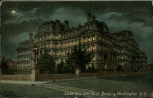 Washington,DC State War and Navy Night Scene Building Postcard - Picture 1 of 2