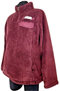 Magellan Youth Sz Large Sherpa Quarter Zip Pullover Red Maroon Jacket Cozy Warm - Picture 1 of 14