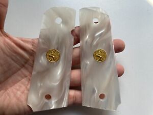New White Pearl Resin Grip For Colt 1911 Full Size Kimber Clones ;No02