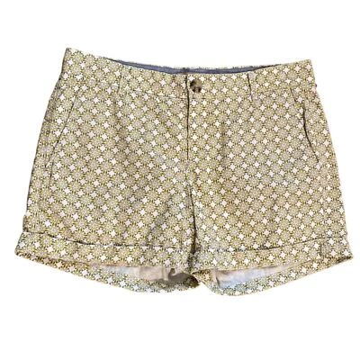 BANANA Republic womens yellow medallion print flat front cotton cuffed shorts - Image 1 of 4
