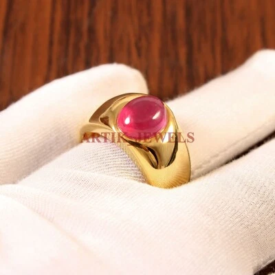 Heizbar Rubin Edelstein Mit Vergoldet 925 Sterlingsilber Ring für Herren #3463 - Bild 1 von 4