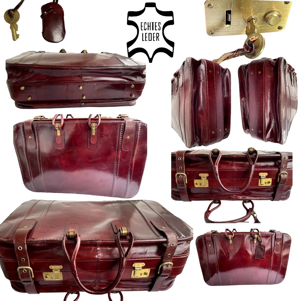 Vintage Echt Leder Reisetasche Braun weekender Koffer Leather Travel Bag - Bild 1 von 4