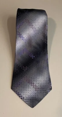 MURANO Extra Long Stiped Tie Purple, Black, White 100% Silk Xlong W4"  USA - Image 1 of 4