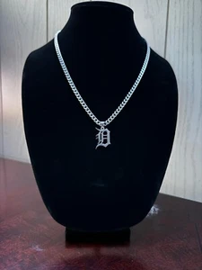 Detroit Tigers Necklace - 5mm Cuban - 22" Silver Chain - MLB - Baseball - Picture 1 of 3