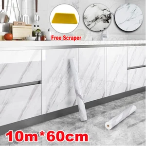 10M Roll Kitchen Tile Stickers Self-adhesive Marble Sticker Bathroom Wall Decor - Picture 1 of 19