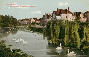 Cartolina Germania Hildesheim Isola dei Cigni Kalenberger Graben Street inutilizzata - Foto 1 di 2