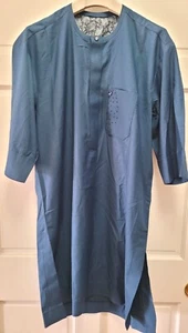 Men's Pakistani Lightweight Soft Kurta Pant Suit Set - Blue - 45" Chest - Picture 1 of 5