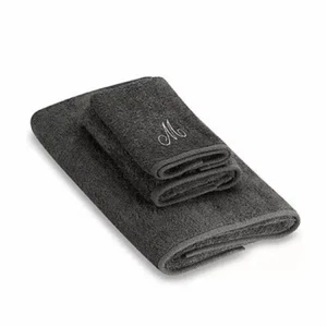 Avanti Premier Silver Script Monogram Fingertip Towel Letter M - Picture 1 of 3